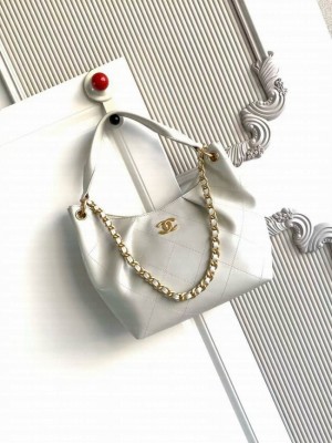 CHANEL Hobo Bag Calfskin AS5970 white