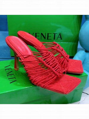 Bottega Veneta Stretch Strap Heel Sandals 9cm Red  2021 Collection