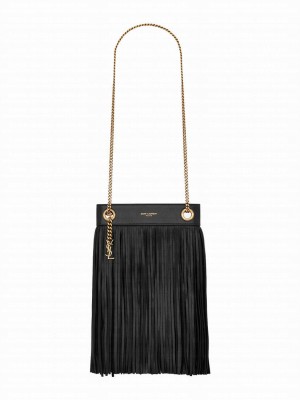 Saint Laurent Grace Small Chain Bag In Sheepskin And Suede Black