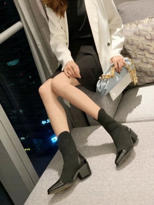 Isabel Marant Stretch knitted Ankle Boots 2021 Collection ,Black