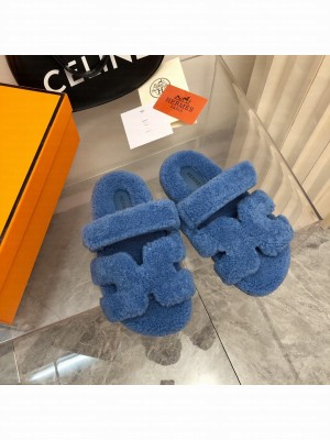 Hermes woolskin Oran Flat Slide Sandals 150 2022 Collection