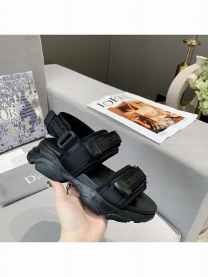 Dior D-Wander Flat Strap Sandals Black 2021 Collection