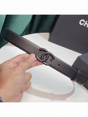Chanel Leather Belt 30mm with Matte CC Buckle Black  2021 Collection