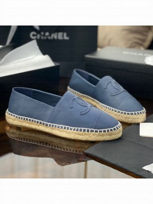 Chanel CC Shiny Lambskin Espadrilles Blue Spring/Summer 2021 Collection 55