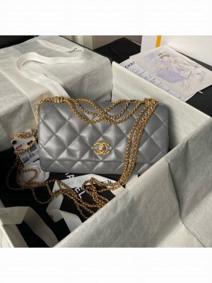 Chanel 24A SMALL FLAP BAG AS4971 gray