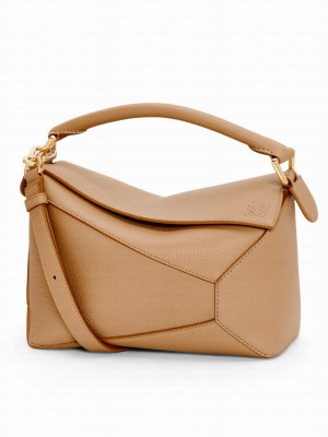 Loewe Small Puzzle Bag In Soft Grained Calfskin Coffee