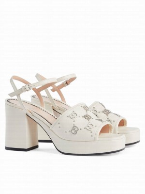 Gucci Women's Interlocking G Studs Sandal 719844 Cream