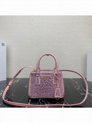 Prada Galleria satin mini-bag with crystals 1BA906 pink