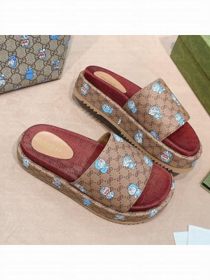 Doraemon x Gucci GG Platform Slide Sandal 573018 Blue 2021 Collection