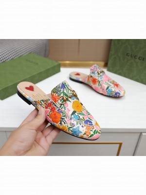 GUCCI PRINCETOWN GG HORSEBIT SLIPPER FLOWER PRINT 01 2021 Collection