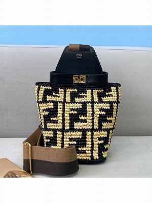 Fendi Guitar Mini Raffia Bag Black/Beige  2021 Collection