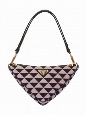 Prada Symbole Leather And Fabric Mini Bag 1BC176 Pink