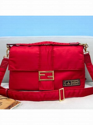 Fendi Men's Baguette Nylon Large Bag Red  2021 Collection