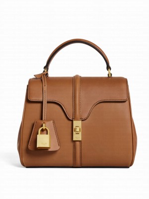Celine Mini 16 In Natural Calfskin Coffee