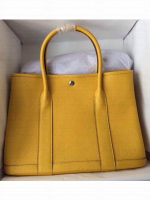 Hermes Leather Garden Party Medium Bag In Yellow