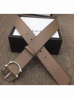 Gucci Width 4cm Leather Belt Nude with Square Buckle