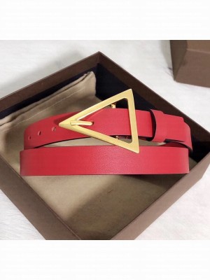Bottega Veneta Width 2cm Smooth Calfskin Belt With Signature Triangular Buckle Red 2020 Collection