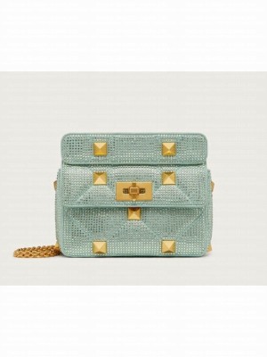 VALENTINO GARAVANI small Roman Stud soft sheep leather chain shoulder bag 2288 light blue
