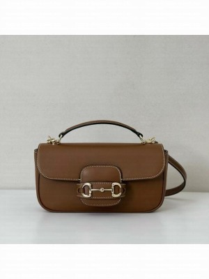 GUCCI HORSEBIT 1955 SOFT SMALL TOP HANDLE BAG 815206  brown