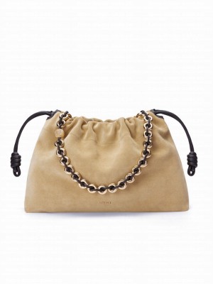 Loewe Large Flamenco Purse In Suede Calfskin Apricot