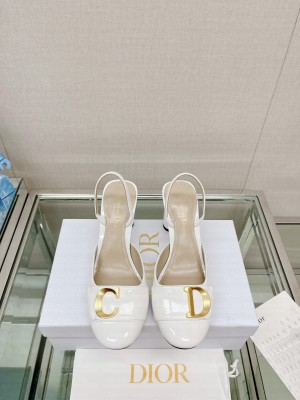 Dior C'est Dior Slingback Pumps 8cm in Patent Calfskin 2023 white