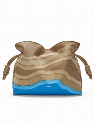 Loewe Medium Flamenco Clutch In Nappa Calfskin Coffee