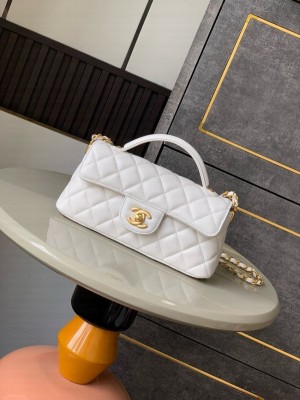Chanel MINI FLAP BAG WITH TOP HANDLE AS5354 white