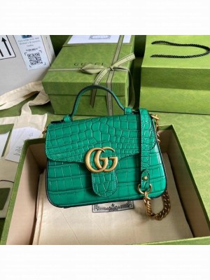 Gucci GG Marmont crocodile mini top handle bag 547260 green