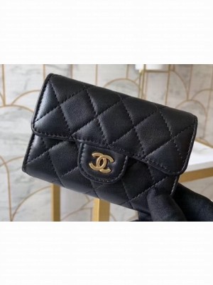 Chanel Classic Small Card Holder AP0214 Lambskin Black/Gold