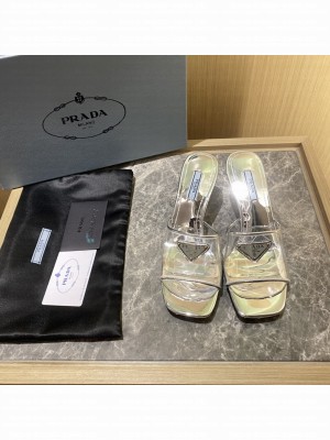 Prada 6.5cm Plexiglas Sandals Mule 2022 Collection,Transparent
