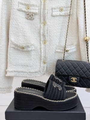 Chanel Platform CC Logo Rope Soled With Chain Mule Black 2025 