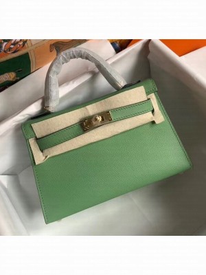 Hermes Mini Kelly II Handbag in Original Epsom Leather Light Green(Gold Hardware) Collection