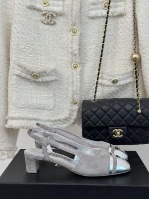Chanel Suede & Metallic Calfskin Slingback Pumps 2024 08