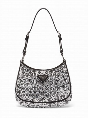 Prada Cleo Satin Bag With Appliques 1BC169 Black