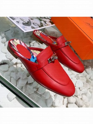 Hermes Calfskin Oz Mules Red 2020 Collection