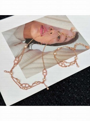 Christian Dior Women's PETIT CD Bracelet  & Necklace Rose 01022 2024