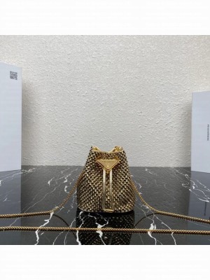 Prada Satin nano-bag with crystals 1NR016 Platinum