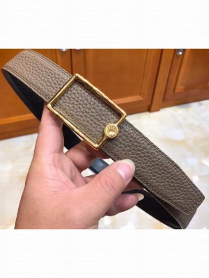 Hermes Width 3.2cm Oscar Buckle Reversible Leather Belt Camel/Gold