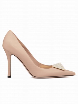 Valentino Women's Valentino Garavani One Stud Pump With Crystals 100MM Light Pink