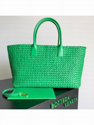 Bottega Veneta Large intreccio leather tote bag 608811 Green