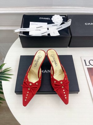 Chanel Mule suede with bow red  2025