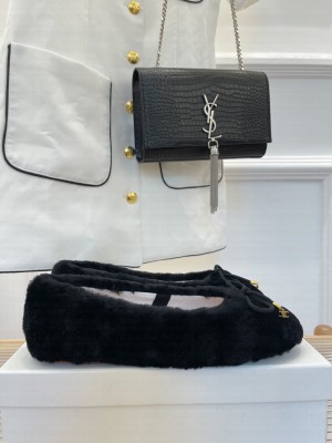 CELINE SHEARLING FLATS BLACK
