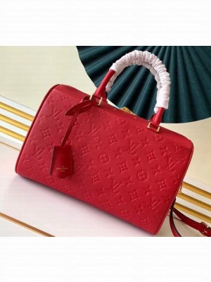 Louis Vuitton Monogram Empreinte Leather Speedy Bandouliere 30 Bag Red