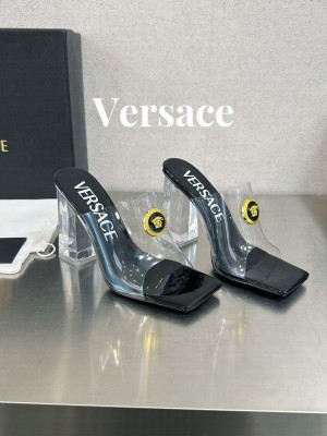 Versace "Alia" clear PVC mule sandals with Medusa medallion 04