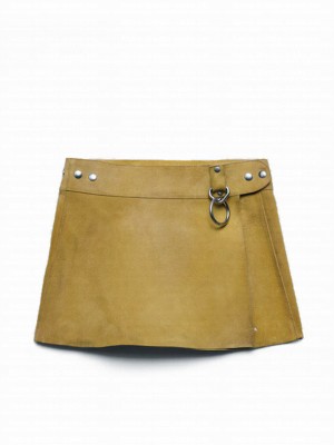 Prada Women's Suede Mini Skirt Coffee