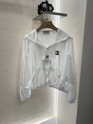 Chanel Women's Hooded Sun Protection Jacket & Short white Set