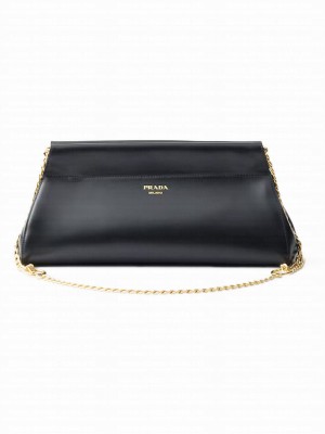 Prada Enchaine Medium Leather Handbag 1BC262 Black