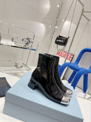 Prada Patent leather 5cm Metal Toecap Boots