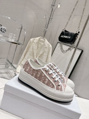 Dior Walk'n'Dior Low-top Platform Sneakers in Pink Oblique Embroidered Cotton