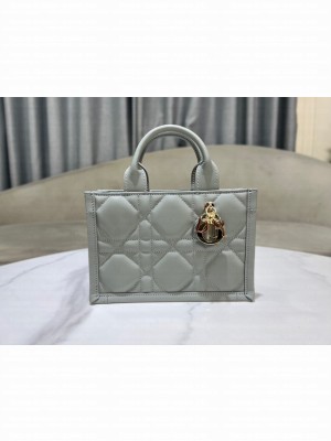 Mini Dior Book Tote Macrocannage Calfskin S5573OW gray